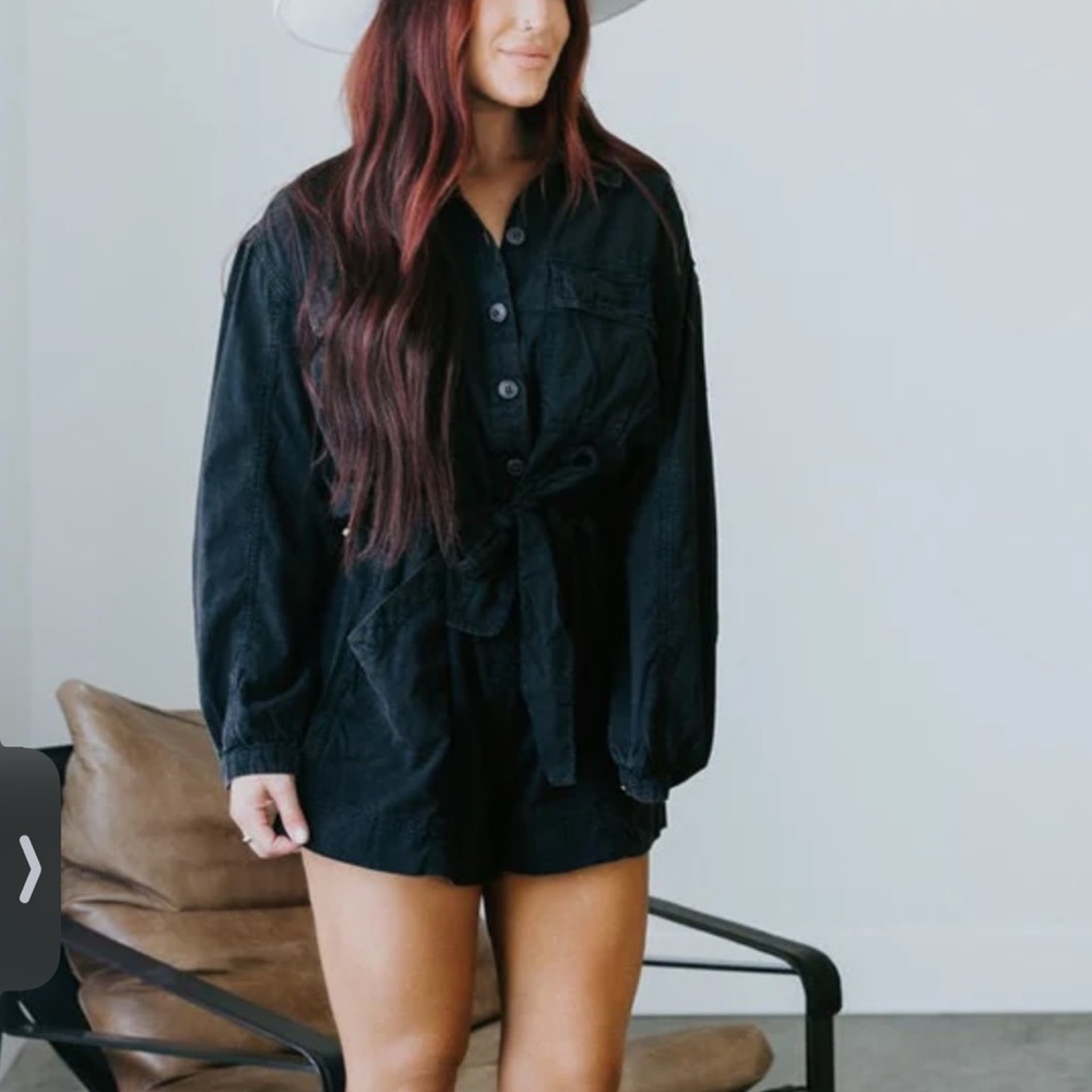 Lily and Lottie by Chelsea Deboer the Layne romper Black Button-Up linen cotton